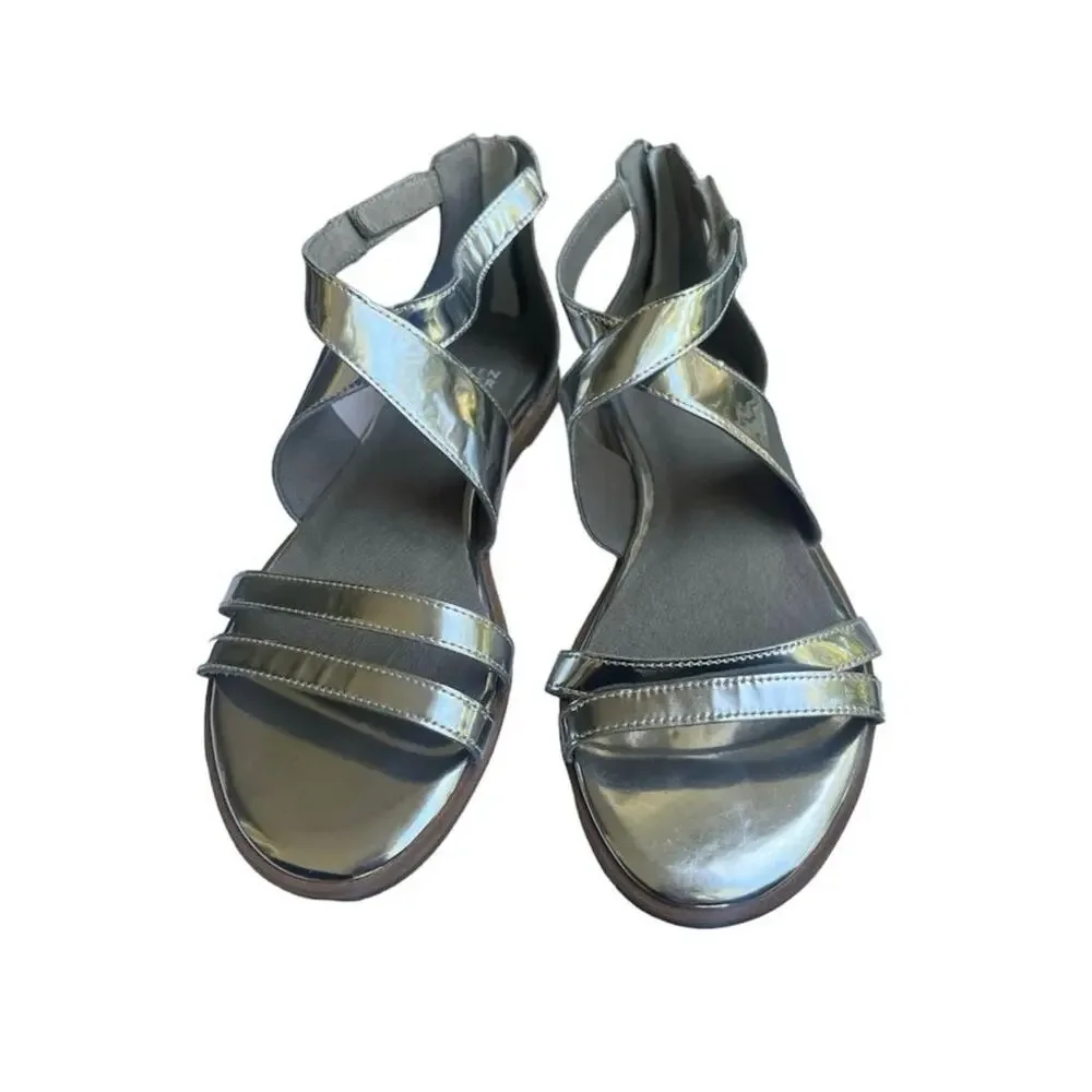 Eileen Fisher Cici silver mirrored strappy sandal